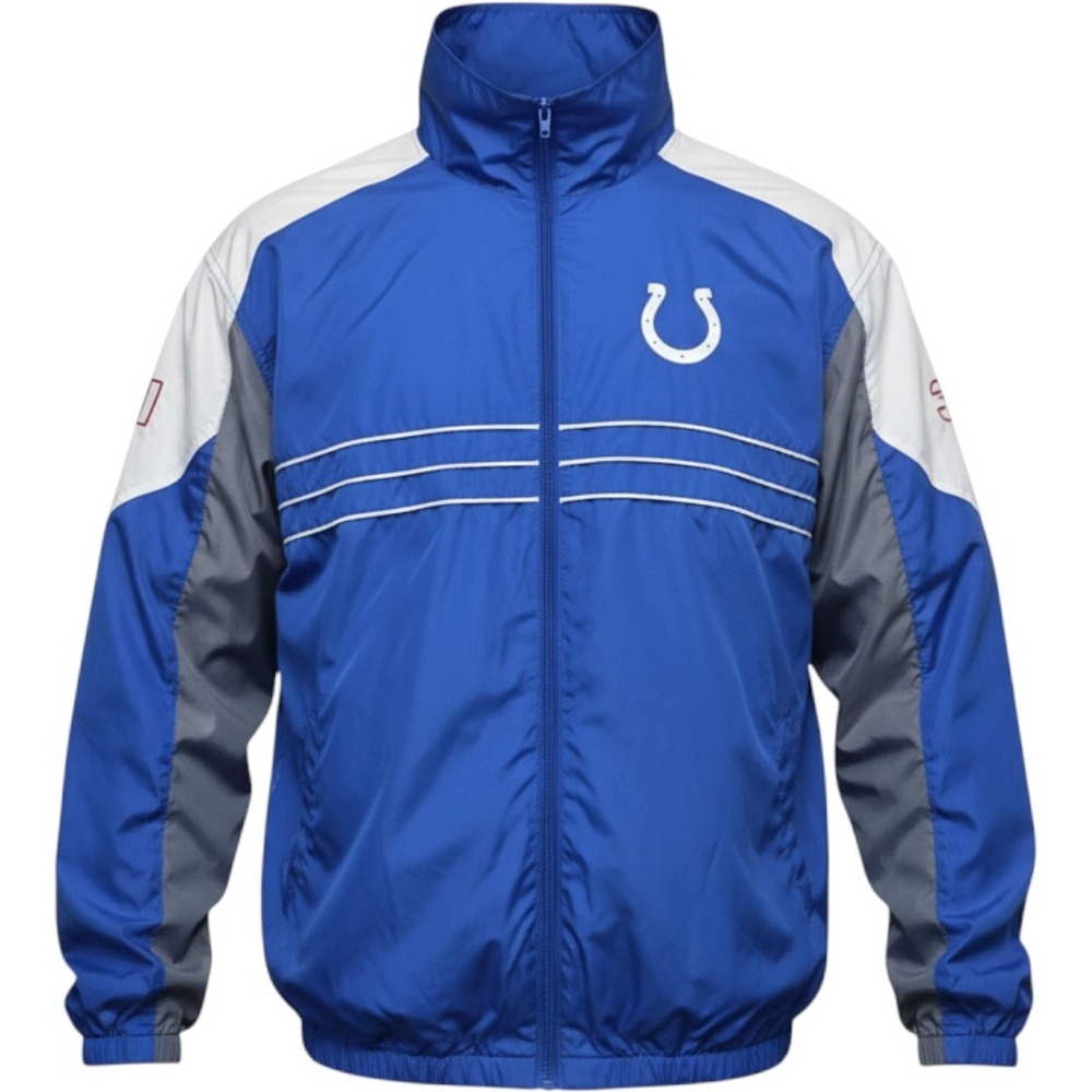NFL Indianapolis Colts Windbreaker Jacket XL Blue White Grey Full Zip Sportswear